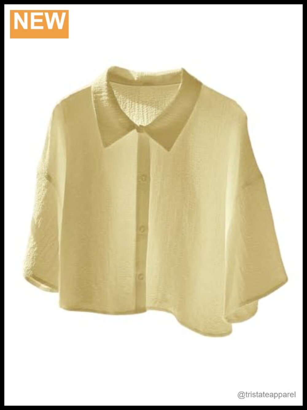 Oversized Crop Button Down Shirt Short Sleeve Collared Half Sleeve Blouse Soft